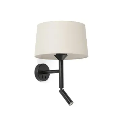 Applique WINDSOR Noir Blanc 15W E27 avec liseuse FARO 20223-150