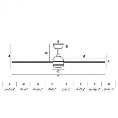 Ventilateur avec lumiere Poros 132cm TUYA FARO 33524wt