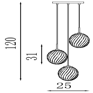 Suspension escalier Sweden 60W Max Laiton SEARCHLIGHT 24142-3SB