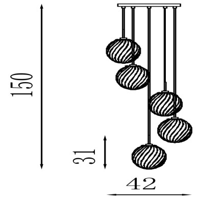 Suspension escalier Sweden 60W Max Laiton SEARCHLIGHT 24142-5SB