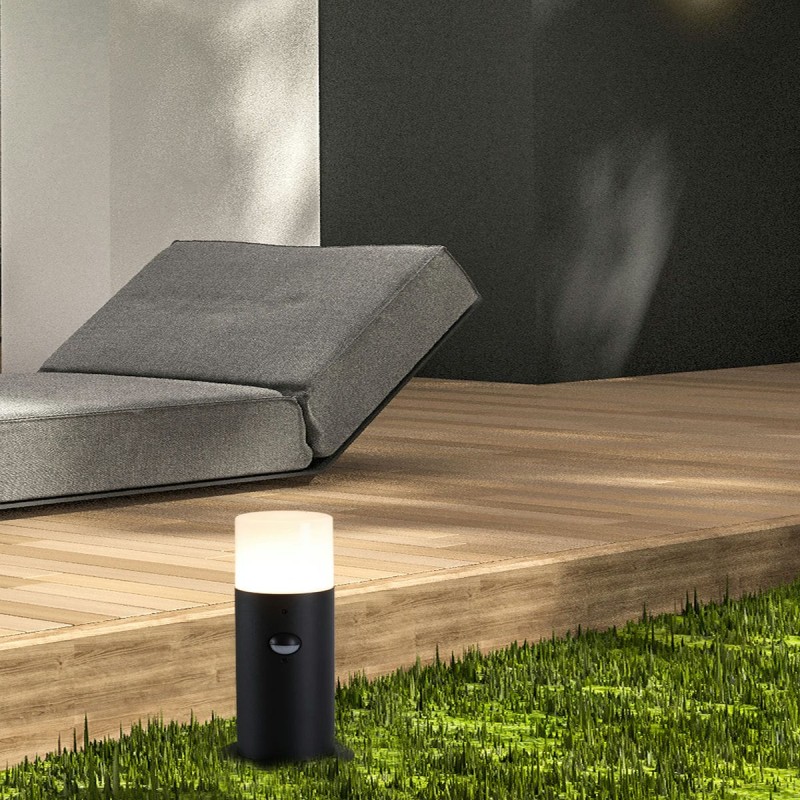 Borne Potelet Extérieur Colorado 15W Max Noir et blanc PIR SEARCHLIGHT 39240BK-300PIR