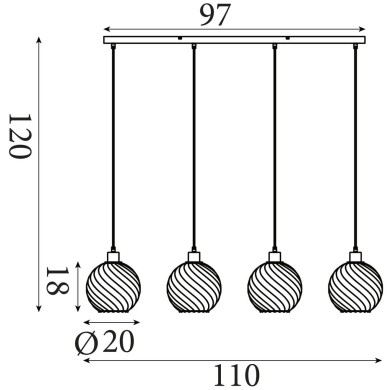 Suspension Amsterdam 60W Max Or SEARCHLIGHT 44520-4CP