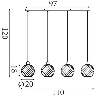 Suspension Amsterdam 60W Max Noir SEARCHLIGHT 44520-4SM