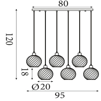 Suspension Amsterdam 60W Max Noir SEARCHLIGHT 44520-6SM