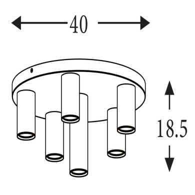 Plafonnier Tubes 10W Max LED Noir SEARCHLIGHT 50570-6BK