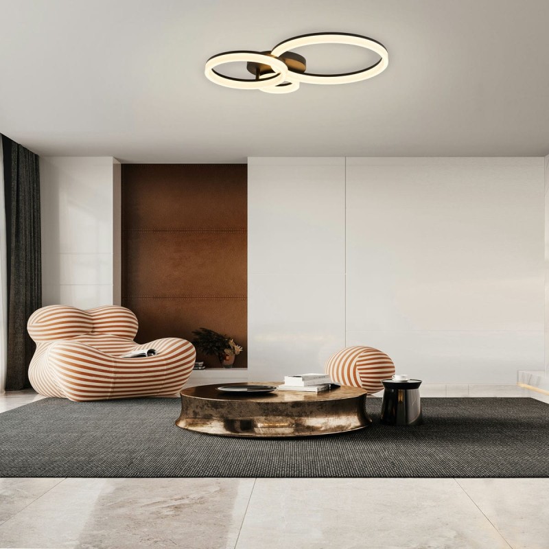 Plafonnier Triple 25W LED Noir et blanc SEARCHLIGHT 62793BK