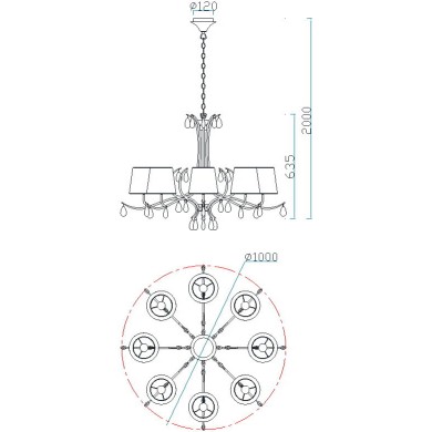 Suspension ANDREA Chromé  8x20W MANTRA 6312