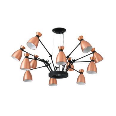 Suspension Araignée Retro Cuivre 12 Lampes E14 20W FARO 20047