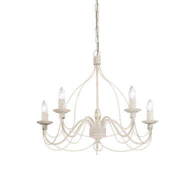 Lustre CORTE Blanc vieilli 5x40W IDEAL LUX 5881
