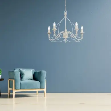 Lustre CORTE Blanc vieilli 5x40W IDEAL LUX 5881