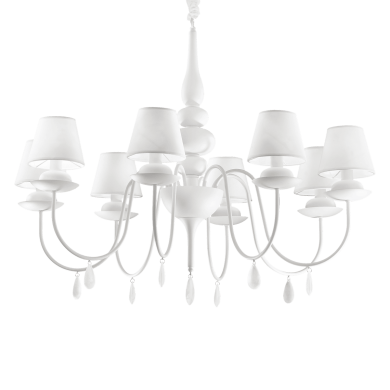 Lustre Design Italien BLANCHE Blanc 8x40W IDEAL LUX 35574