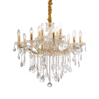 Lustre avec Pampilles FLORIAN Or 12x40W IDEAL LUX 35611