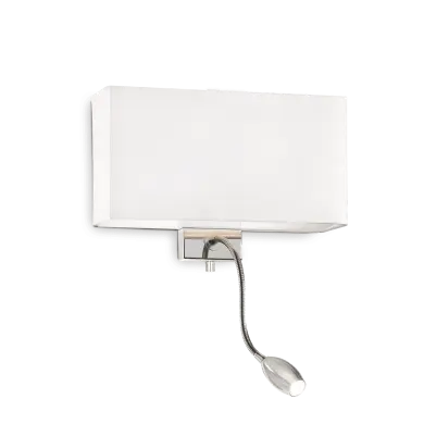 Applique murale HOTEL Blanc 1x60W + 1x1W IDEAL LUX 35949