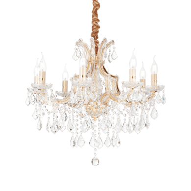 Lustre à Pampille NAPOLEON SP8 Or 40W IDEAL LUX 167398