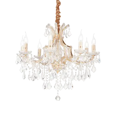 Lustre à Pampille NAPOLEON SP8 Or 40W IDEAL LUX 167398