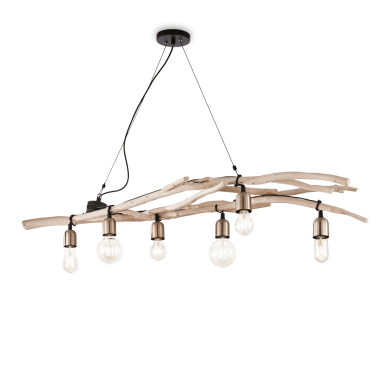 Suspension Bois Flotté DRIFTWOOD SP6 60W max IDEAL LUX 180922