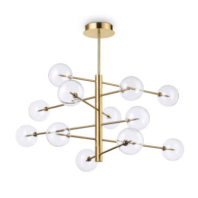 Suspension Boule EQUINOXE Laiton antique G4 12x2W IDEAL LUX 200125
