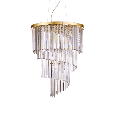 Suspension Lustre Cascade CARLTON Or E14 12x40W IDEAL LUX 213521