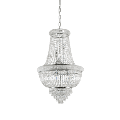 Lustre Montgolfiere avec pampilles DUBAI Chrome E14 10x40W IDEAL LUX 215969