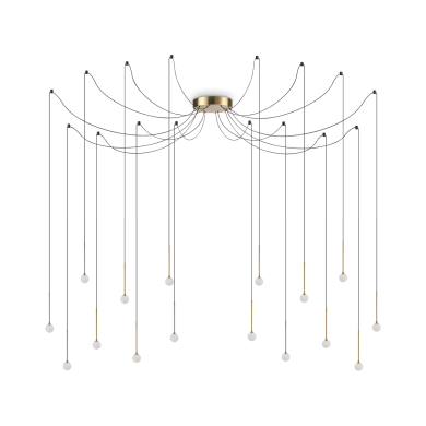 Suspension Araignée Lucciola 16x16W LED Laiton IDEAL LUX 284019