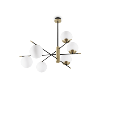 Suspension Boule Gourmet 6x40W E14 Noir Laiton IDEAL LUX 289496