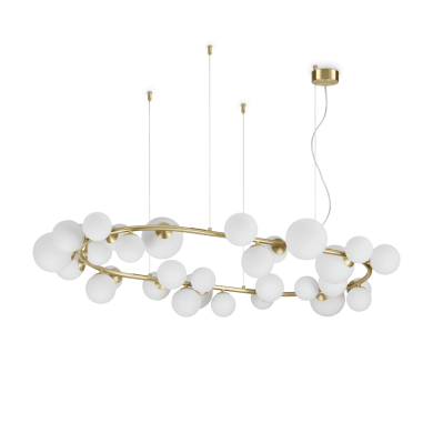 Suspension Boule Perlage 30x15W G9 Laiton IDEAL LUX 296746