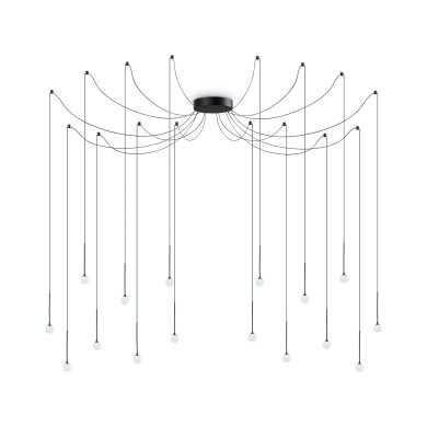 Suspension Araignée Lucciola 16x16W LED Noir IDEAL LUX 284002
