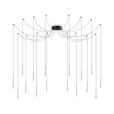 Suspension Araignée Lucciola 16x16W LED Noir IDEAL LUX 284002