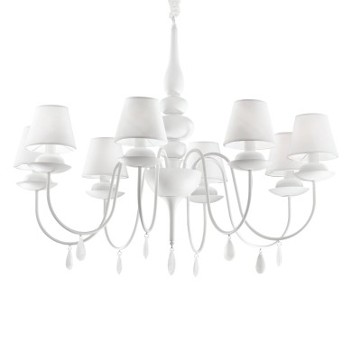 Lustre Design Italien BLANCHE Blanc 8x40W IDEAL LUX 35574
