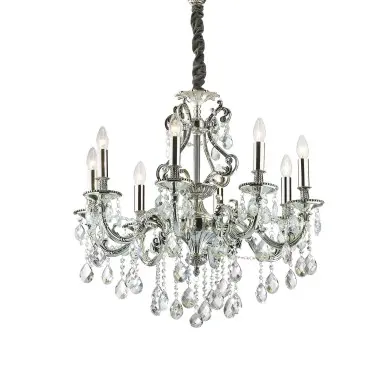 Lustre Design avec pampilles GIOCONDA Argent 8x40W IDEAL LUX 44934