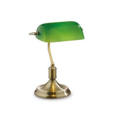 Lampe à poser banquier LAWYER Laiton vieilli 1x60W IDEAL LUX 45030