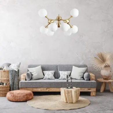 Suspension NODI Laiton satiné 9xE14 40W IDEAL LUX 241036