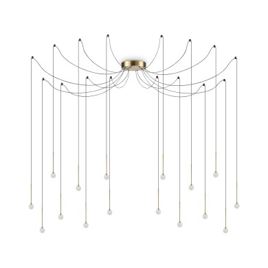 Suspension Araignée Lucciola 16x16W LED Laiton IDEAL LUX 284019