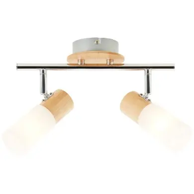 Plafonnier Scandinave BABSAN 2x3,5W E14 Bois clair-blanc BRILLIANT 51413/50
