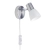 Applique murale avec interrupteur cable et branchement prise  LUCA 1x40W E14 ACIER CHROME BRILLIANT 35812/77