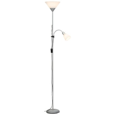 Lampadaire avec liseuse SPARI1 1x9,5W E27 Argent-blanc BRILLIANT G98811/05