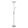 Lampadaire avec liseuse et variateur OLLIE 1x18W LED intégrée ACIER VERRE BLANC BRILLIANT G93036/13