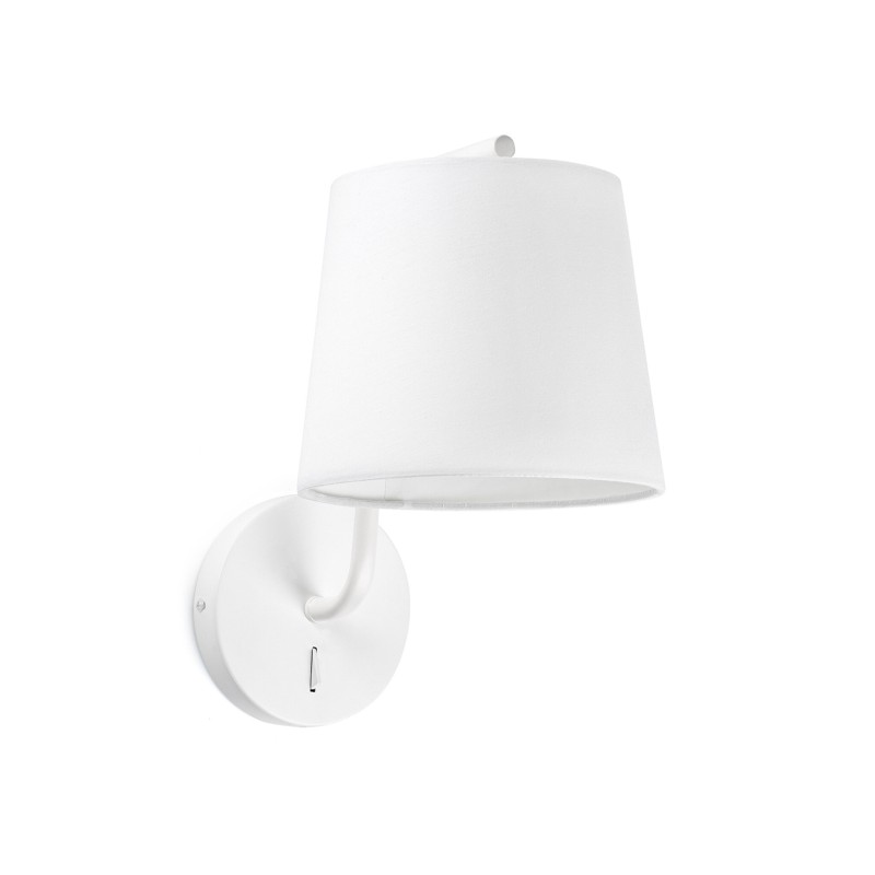 Applique Murale avec interrupteur et abat jour Berni Blanc 1x E27 20W FARO 29326