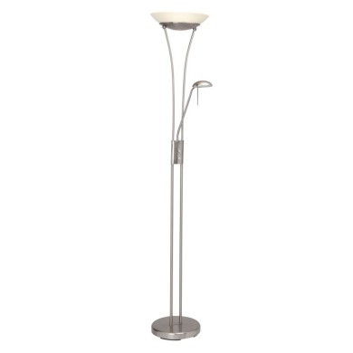 Lampadaire avec liseuse FINN 1x18W LED intégrée ACIER VERRE BLANC BRILLIANT G93035/13