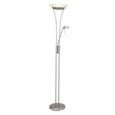 Lampadaire avec liseuse FINN 1x18W LED intégrée ACIER VERRE BLANC BRILLIANT G93035/13