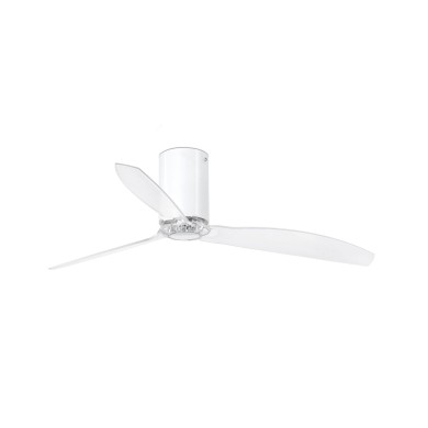 Ventilateur de plafond Mini Tube 128cm Blanc Brillant Transparent FARO 32038