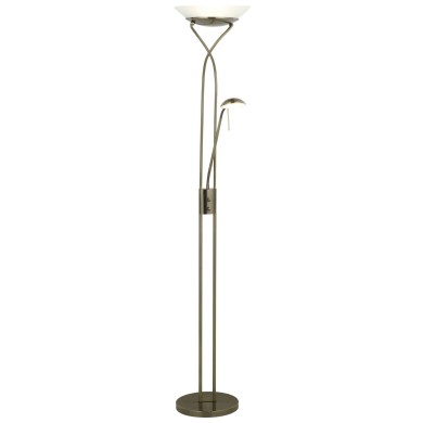 Lampadaire avec liseuse et variateur OLLIE 1x18W LED intégrée LAITON ANTIQUE BRILLIANT G93036/31