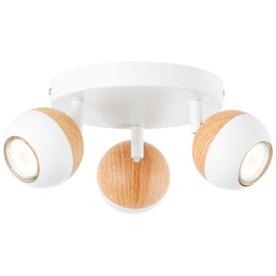 Plafonnier Boule blanc Scandinave SCAN 3x3W GU10 - finition Bois BRILLIANT G59434/75