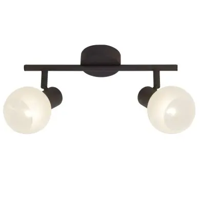Plafonnier a 2 lumières GABON 2x40W E14 MARRON BLANC ALBATRE BRILLIANT 12913/20