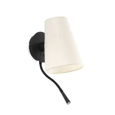 Applique Murale Lupe Noir Beige Liseuse 1x15W E27 FARO 20032-88
