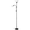 Lampadaire avec liseuse SPARI 4 1x60W E27 NOIR VERRE BLANC BRILLIANT 93008/76