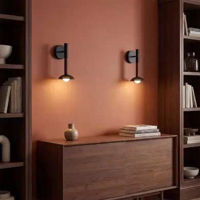 Applique ARDEN 6W LED Noir Mat & Bois de noyer ELSTEAD LIGHTING ALM-ARDEN-LED-1WB-MB