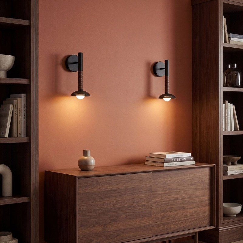 Applique ARDEN 6W LED Noir Mat & Bois de noyer ELSTEAD LIGHTING ALM-ARDEN-LED-1WB-MB