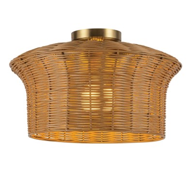 Plafonnier KAI 60W MAX E27 Or & Rotin ELSTEAD LIGHTING ALM-KAI-F-BG