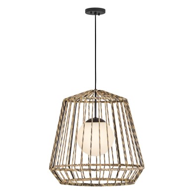 Suspension Extérieur ARLEN 60W MAX E27 Noir & Rotin Cage ELSTEAD LIGHTING HK-ARLEN-P1-L-BK